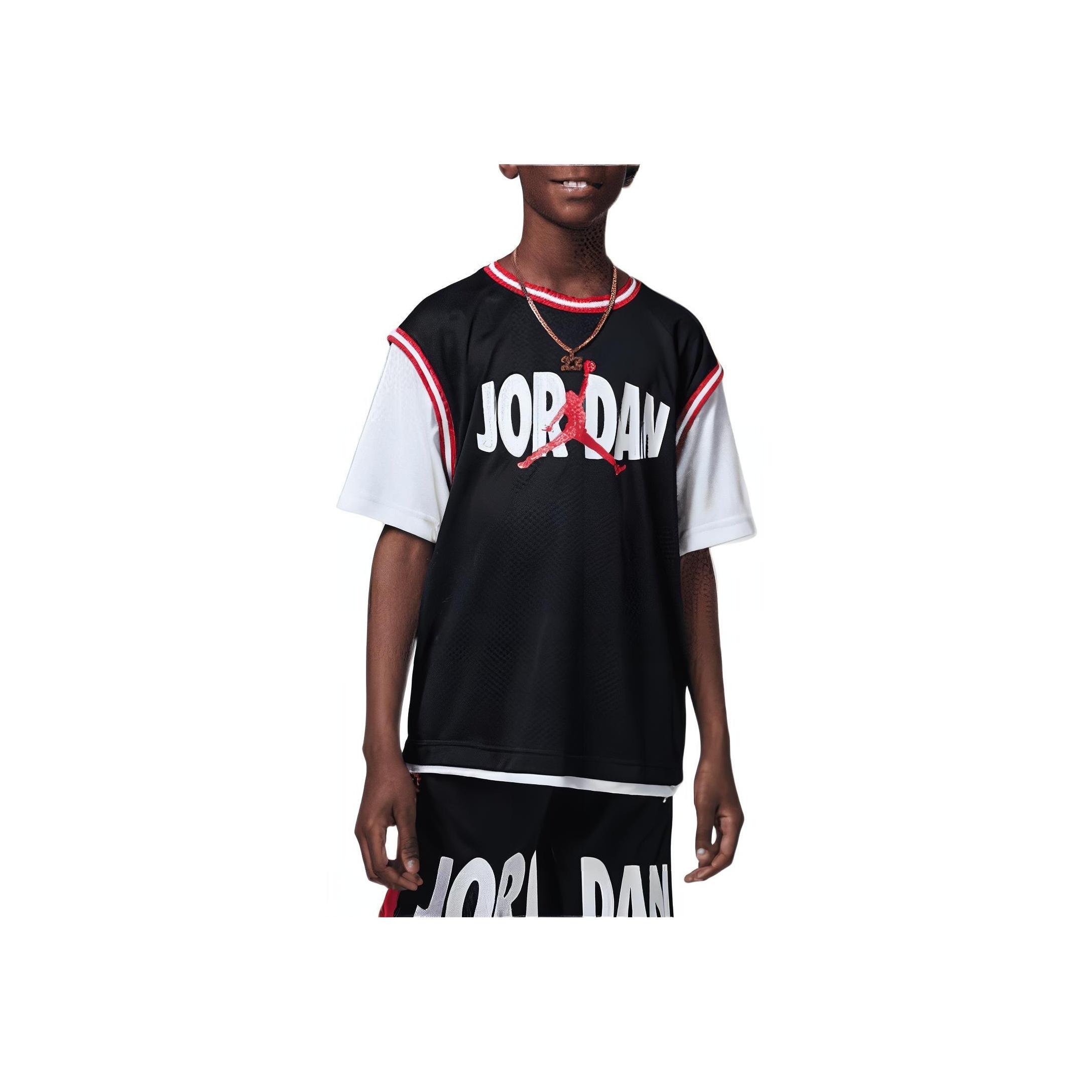 

Nike Letter Short Sleeve Casual T-Shirt Kids Tops Black FQ0646-010 L