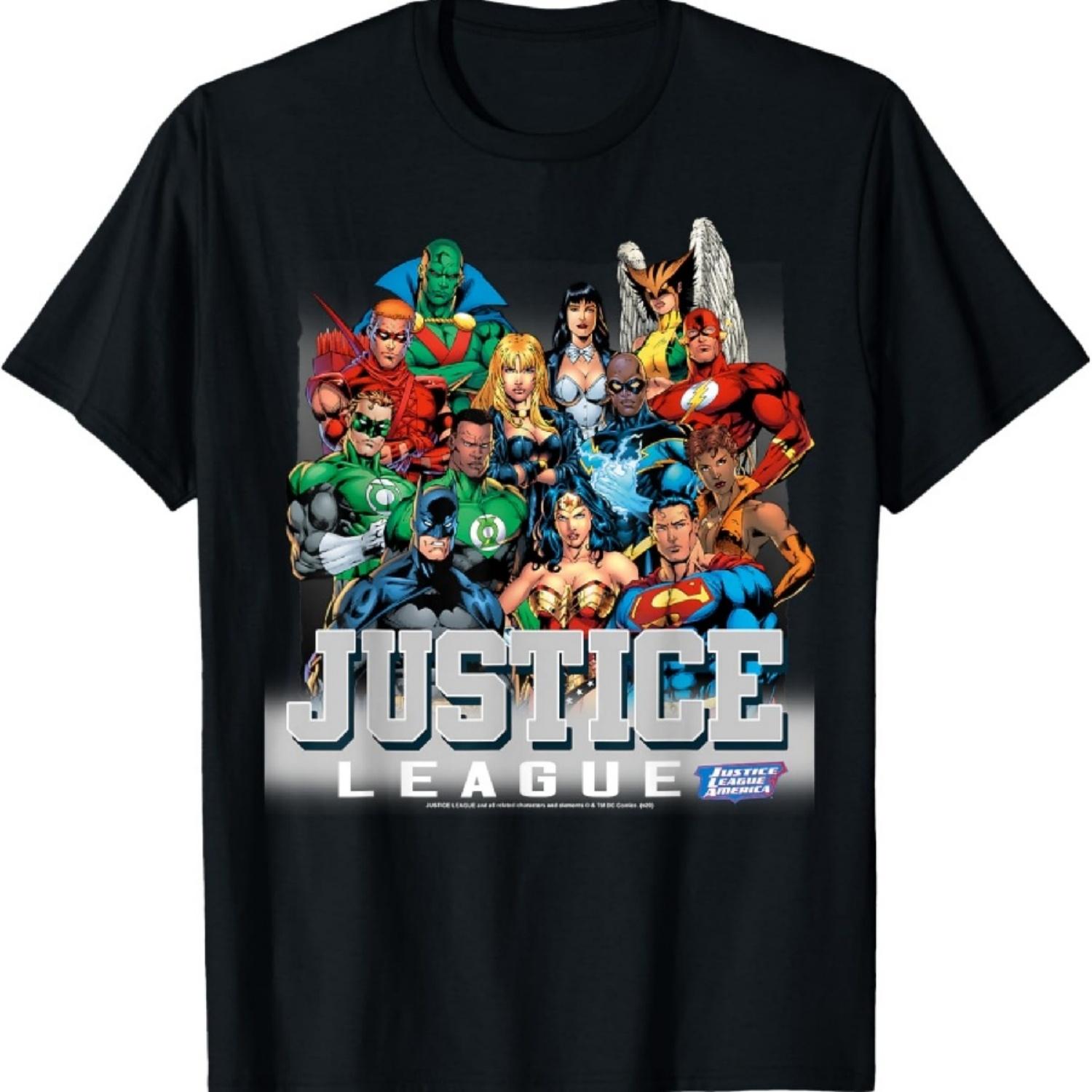 Футболка DC Comics Лига Справедливости Современный групповой снимок S разноцветный