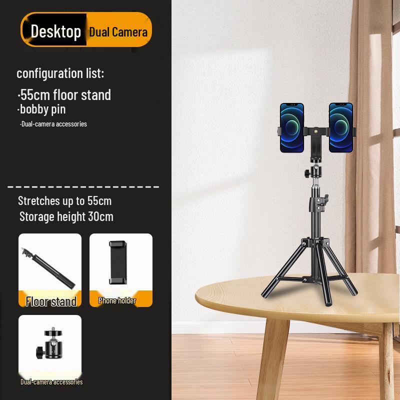 

Dual-angle Mobile Phone Tripod with Fill Light for Live Streaming and Recording