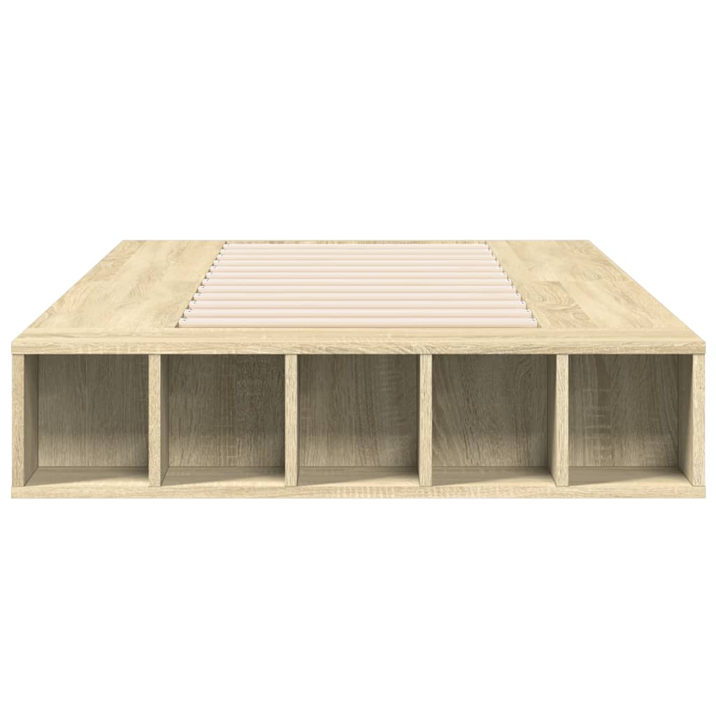 Bed Frame In Sonoma Oak Finish 100 X 200 Cm Engineered Wood