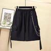 Spring Summer Streetwear Cargo Shorts Sets High Waist Joggers Women 2 Piece Short Sleeve Top with Casual Trousers