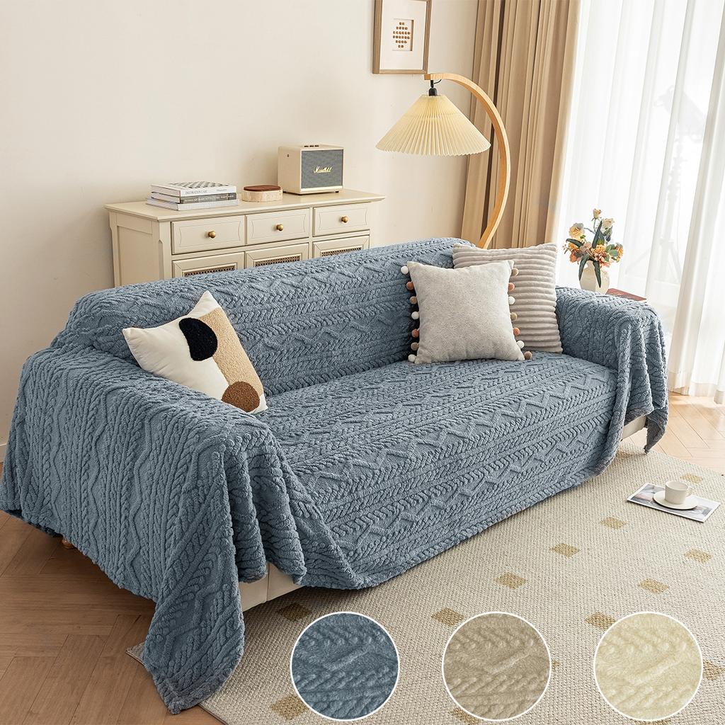 מגבת ספה חדשה דו-צדדית מכותנה קטיפתית נוחה, כיסוי ספה מלא יוקרתי קל, כיסוי ספה קטיפתי עמיד לשריטות חתולים לסתיו וחורף