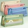 Clear Pencil Pouch Mesh Pencil Bag Student Examination Nylon Pen Case Unisex Large Capacity Pouch School Supplies Stationery