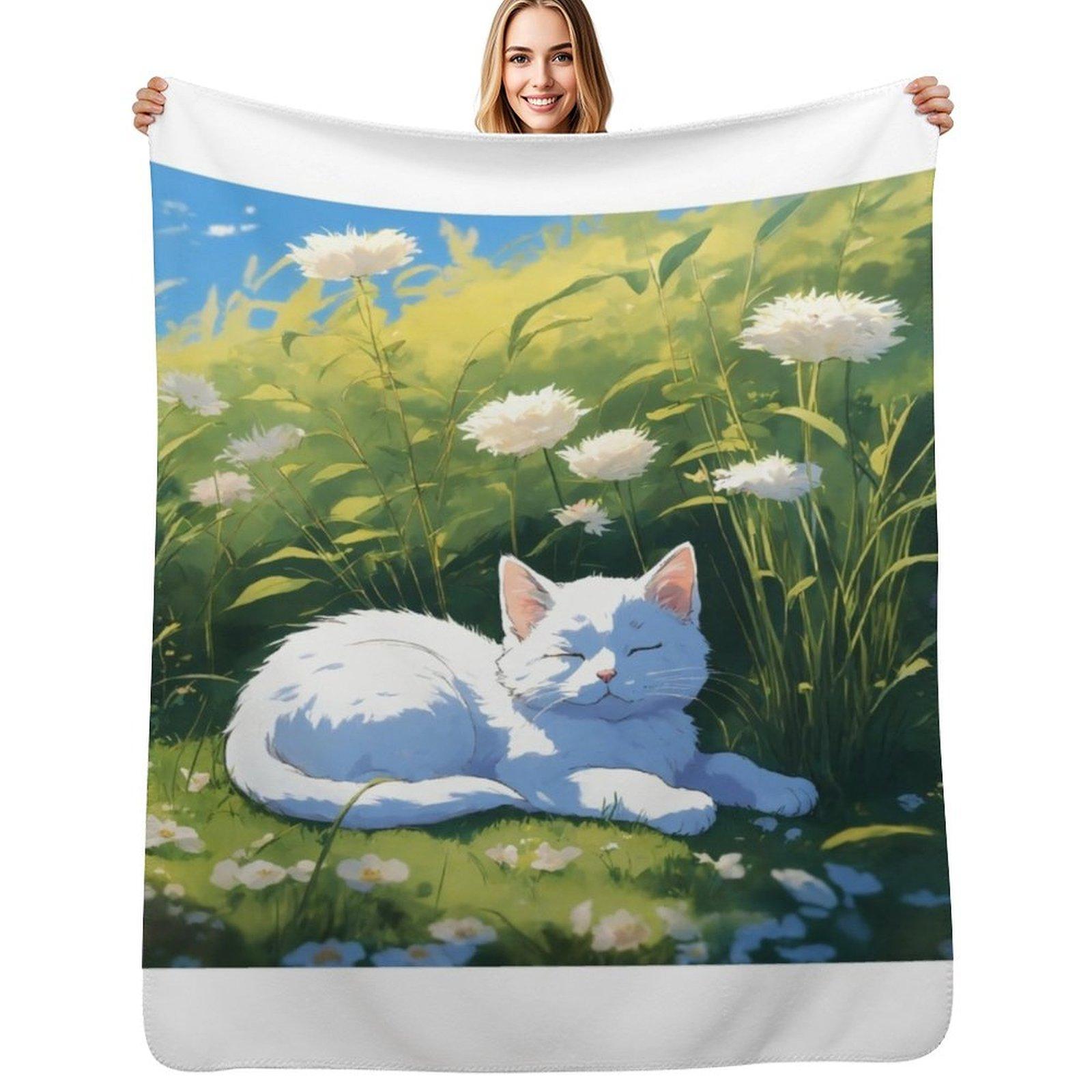 

Art of a white kitten Throw Blanket Stylish Couch Blanket for Home Living Room 102x76cm(40x30in)