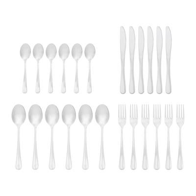 24-teiliges Besteckset | 6 Teelöffel, 6 Messer, 6 Löffel & 6 Gabeln | Hochglanzpoliert, Edelstahl