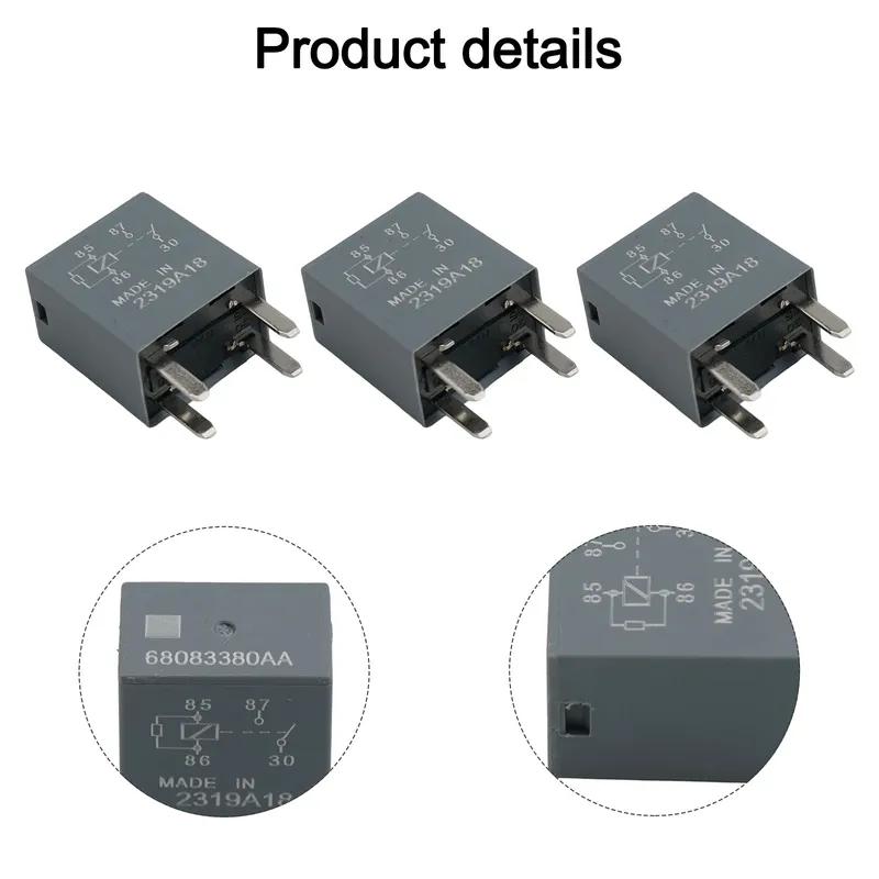 3× 68083380AA 12VDC 35A 4-Pin Car Relay FOR Dodge FOR Jeep FOR Chrysler Versatile Applications Enhanced Safety Features