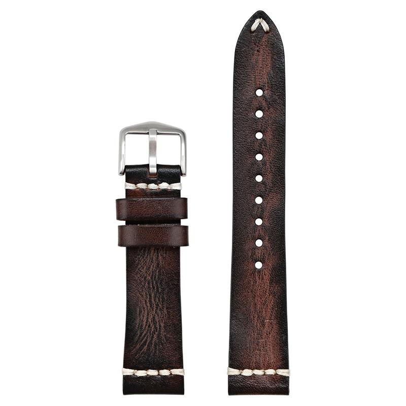 

Retro Cowhide Strap 20mm 22mm 24mm Top Layer Genuine Leather Watch Band Bracelet for Rolex Submariner Black Green Water Ghost 20mm темно-коричневого кольору