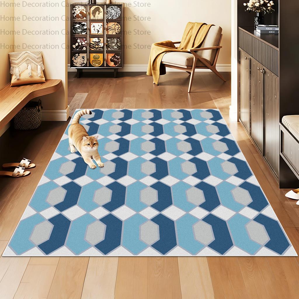 Nordic Multicolor Checkered Geometric Entryway Carpet for Living Room Decor Coffee Rug Non-slip Washable Lint-free Pet Floor Mat