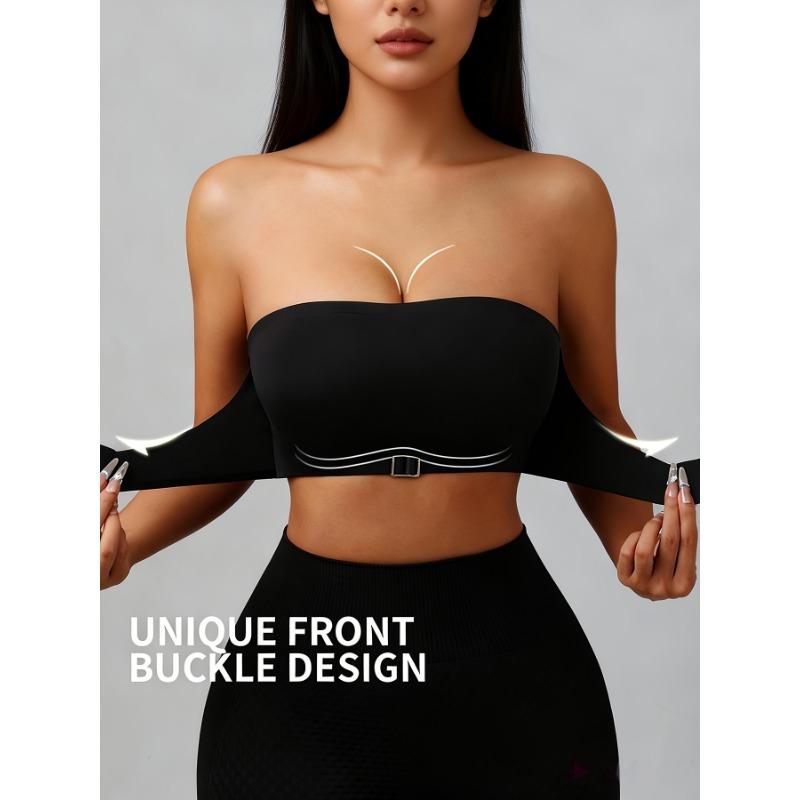 Women's Strapless Push Up Invisible Backless Lift Up Bandeau Seamless Front Closure No Slip Strapless Bra for Wedding Dress