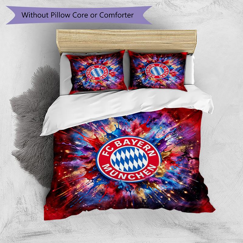 Set Lenzuola 3 Pezzi con Stampa Modello Bayern Monaco Morbido Delicato sulla Pelle Lavabile Copripiumino e Federe Set Tutte le Stagioni Camera da Letto