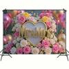 1pc Backdrop with Heart-Shaped Floral Design,Pink&Golden Theme,for Photo Booths,Anniversaries,Weddings,and Festive Decorations,Indoors and Outdoors