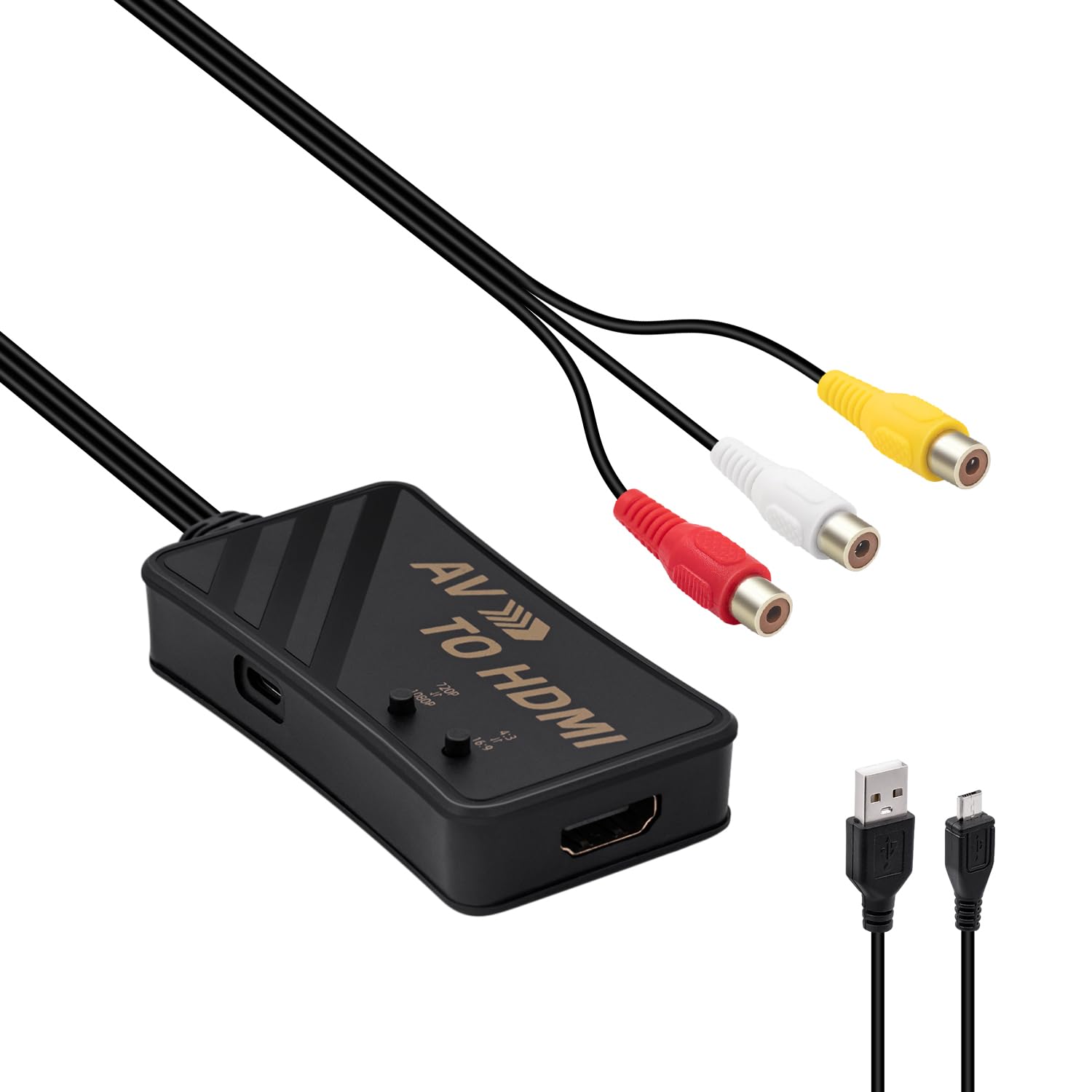 

Mcbazel RAC к HDMI AV Композитный Соотношение сторон к Совместимый с Игровыми консолями и Разъемами Черный Адаптер, Переключатель, Преобразование 4:3 в 16:9, 720p/1080p