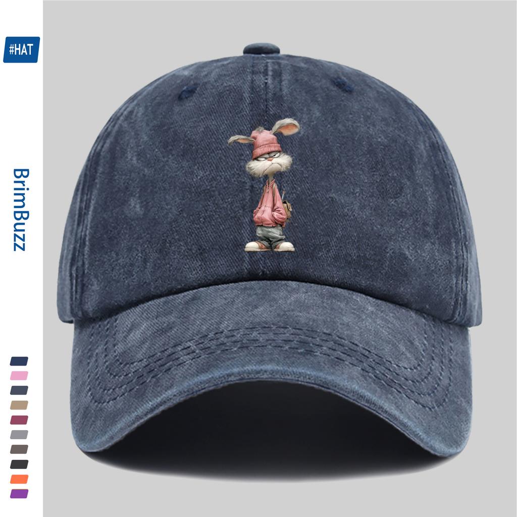 Pc Pcs Adjustable Rabbit Print Trucker Cap for Men Women Lightweight Washed Vintage Baseball Hat with Rabbit Design Suita