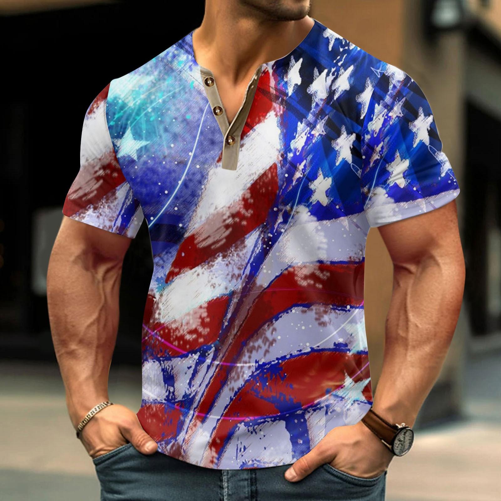 

Винтажная летняя мужская футболка, уличная одежда, 3 пуговицы, свободная одежда, футболка с коротким рукавом и принтом синий