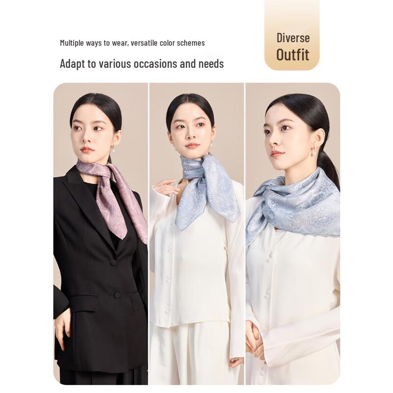 JIUMU Women's Mulberry Silk Square Scarf
