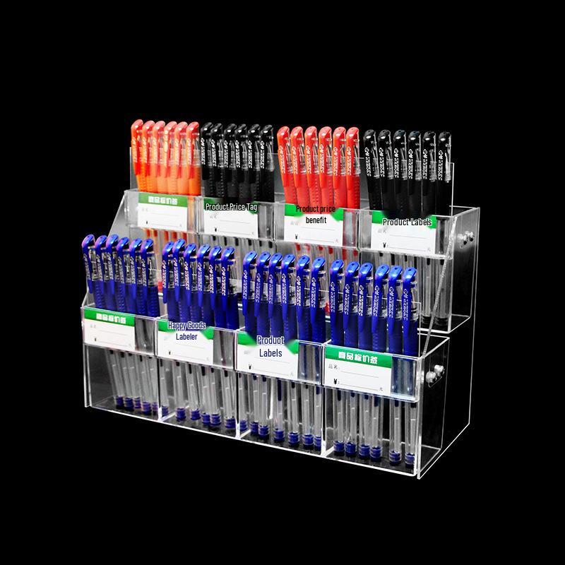 Acrylic Price Tag Display & Pen Holder Stand for Stationery Stores