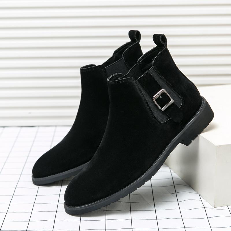 Men's Leather Boots 46 Large Size New High-top Leather Shoes Fashion Men's Matte Chelsea Short Boots