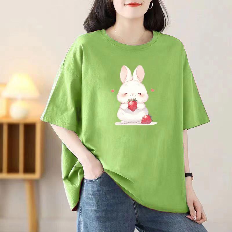 Summer New Short-sleeved T-shirt Female Korean Version of The Printed Loose Tops Loaded Cotton
