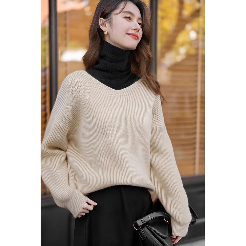 

MOKANA Women s Korean Style Solid Color Round Neck Long Sleeve Sweater One Size