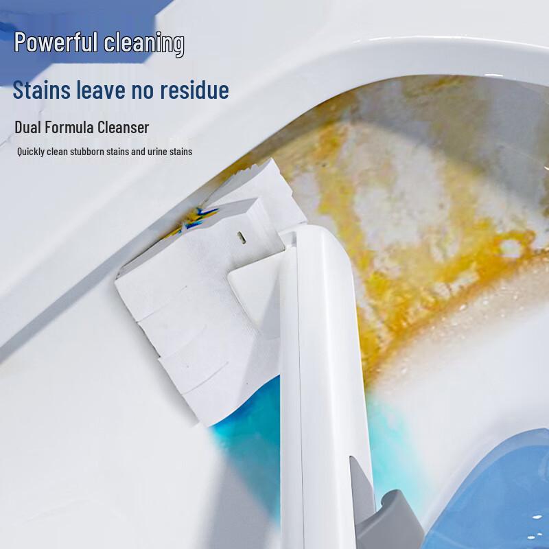 Flushable Japanese Toilet Brush with Dissolvable Head & Built-in Cleaner - Wall-Mounted Home Essential