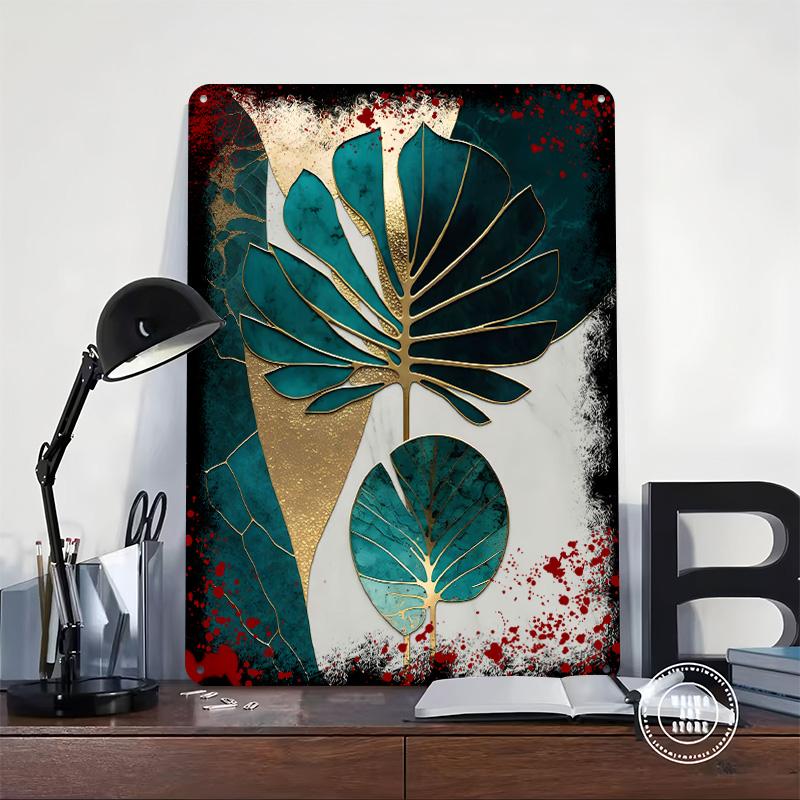 Abstract Tropical Leaf Art Metal Poster Customized Wall Art Retro Vintage Tinplate Signs for Man Cave Living Room Decoration