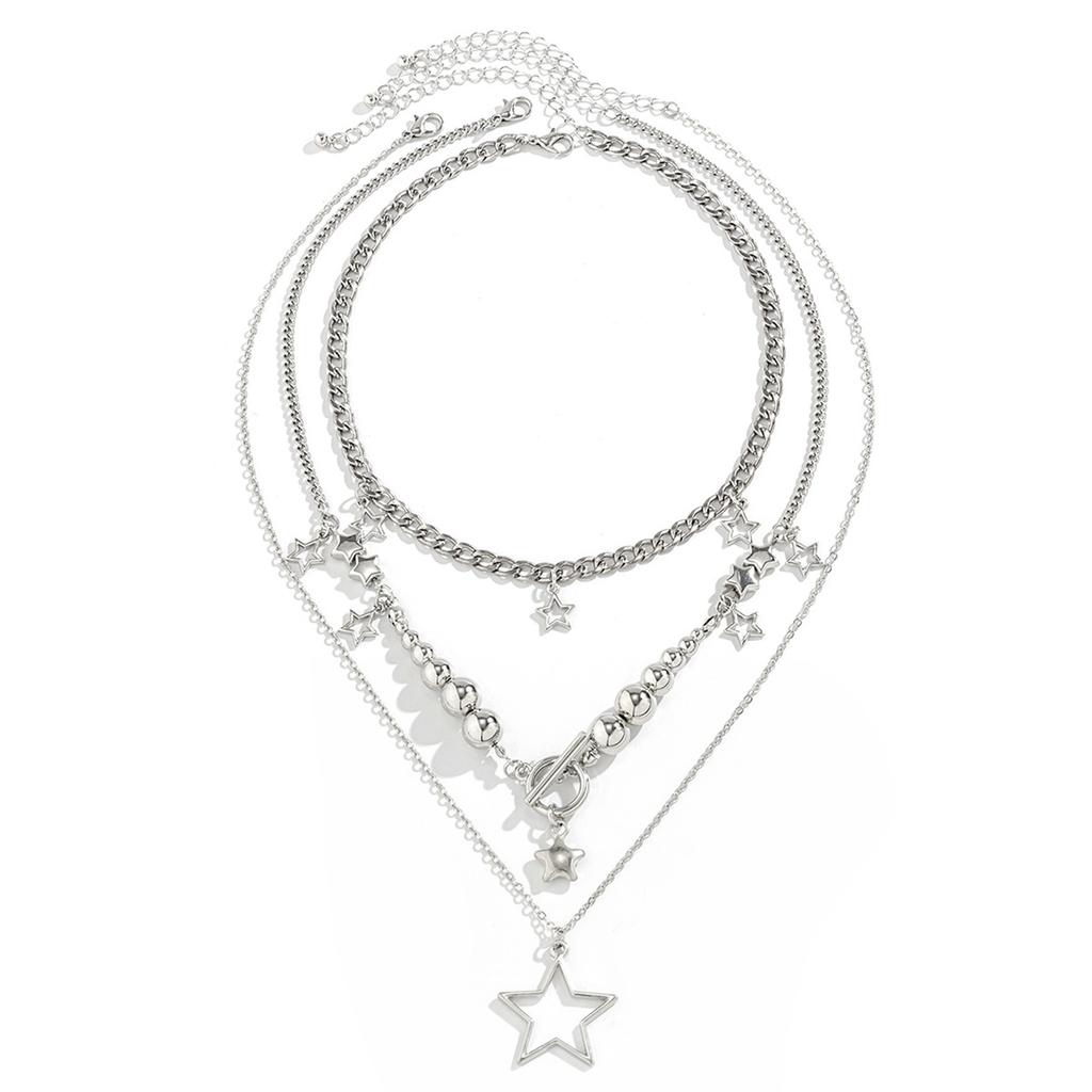 3Pcs Multilayered Star Necklace Stylish Collarbone Chain Versatile Choker Neck Chains for Daily Wear and Casual Outfits