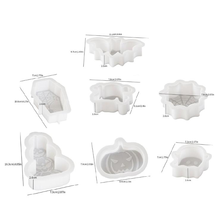 2Pcs Halloween Pumpkins Skull Silicone Molds Plaster Silicone Molds for Epoxy Resin Candle Halloween Festival Decoration