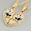2Pcs Shining Inlaid Rhinestone Friendship Necklaces Gift BEST FRIENDS Panda Heart Pendant Necklaces Jewelry Accessory