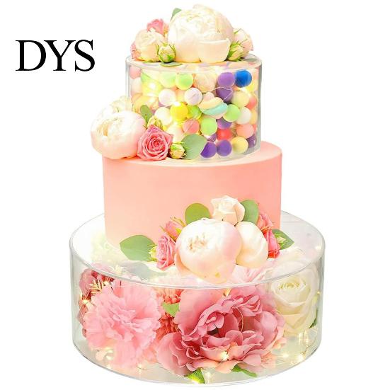 Heavy Duty Cupcake Stand Fillable Cake Round Square Hexagon Wedding?Birthday Clear Party?Cake Display Riser Tier Holder Reusable