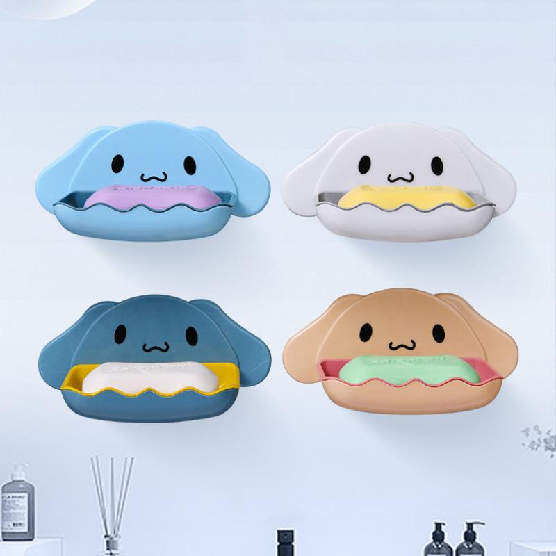 Sanrio Cartoon Whale Shaped Soap Dish Wall Mounted Double Layer Storage Rack For Bathroom Sink Countertop Organization