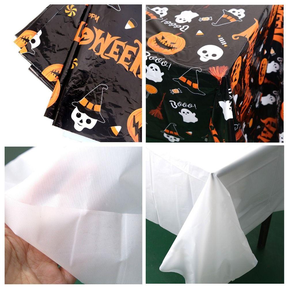 Plastic Halloween Tablecloth Pumpkin Ghost Table Decoration Spooky Bat Tablecloth Bronzing Ghost Decoration Tablecloths