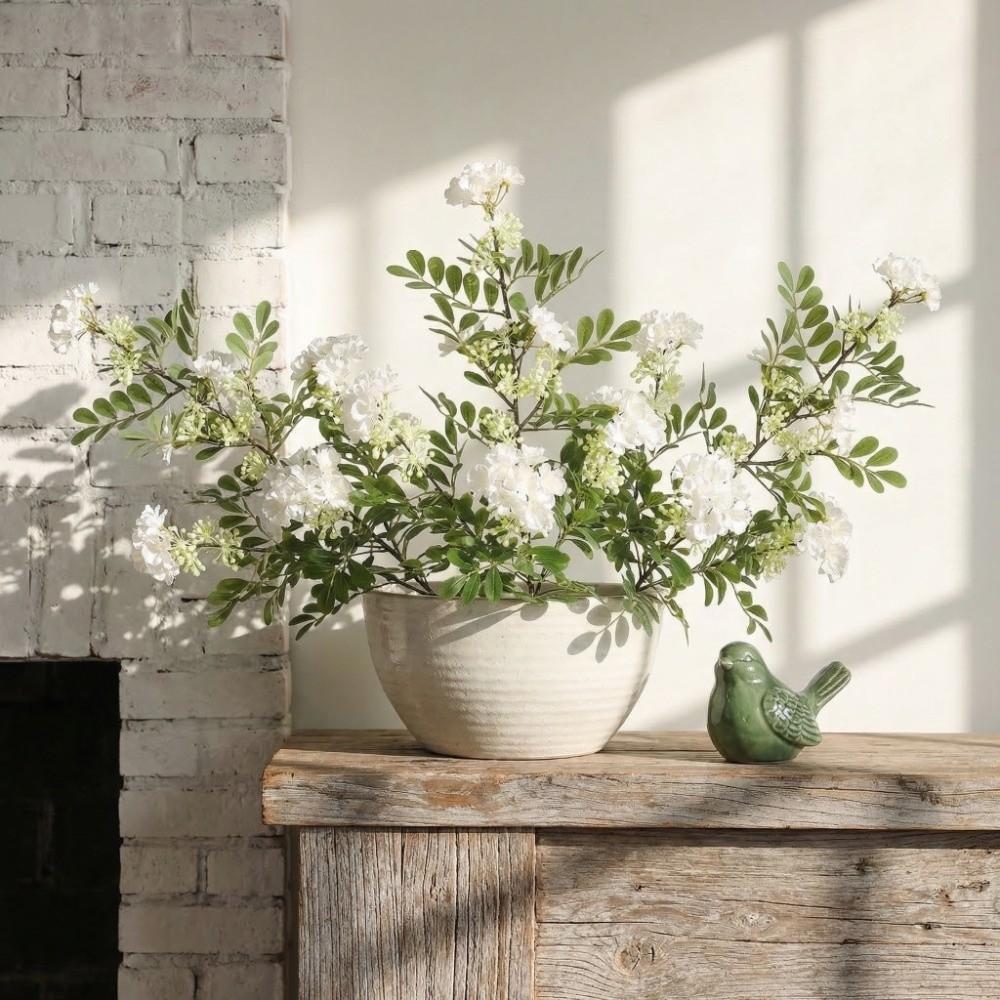 Green Leaves Artificial Pagoda Tree Flower Real Touch Faux Flower Branch Home Living Room Decor