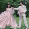 Temperament Girl Wedding Dress Outdoor Dress Pink White Color Dress Travel Light Wedding Dress