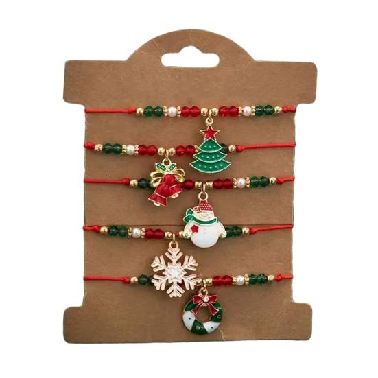Vianočné korálkové náramky Ručne vyrobené korálky z polymérovej hmoty Elastické náramky Veľkoobchod Biela Červená Zelená Priateľstvo Sviatkovné šperky Darček pre ženy Dievčatá