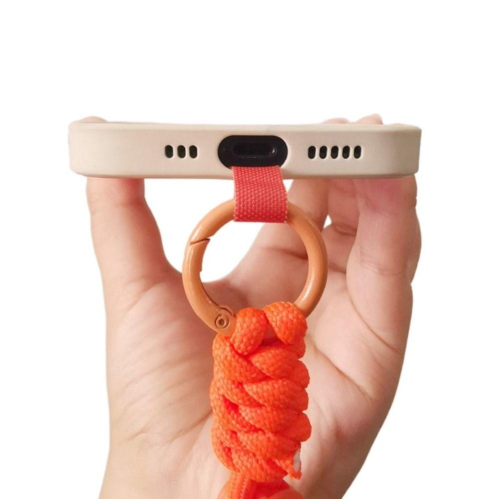 Anti-lost Sling Phone Woven Lanyard with Patch Woven Phone Rope Braided Phone Strap  Backpack Decor