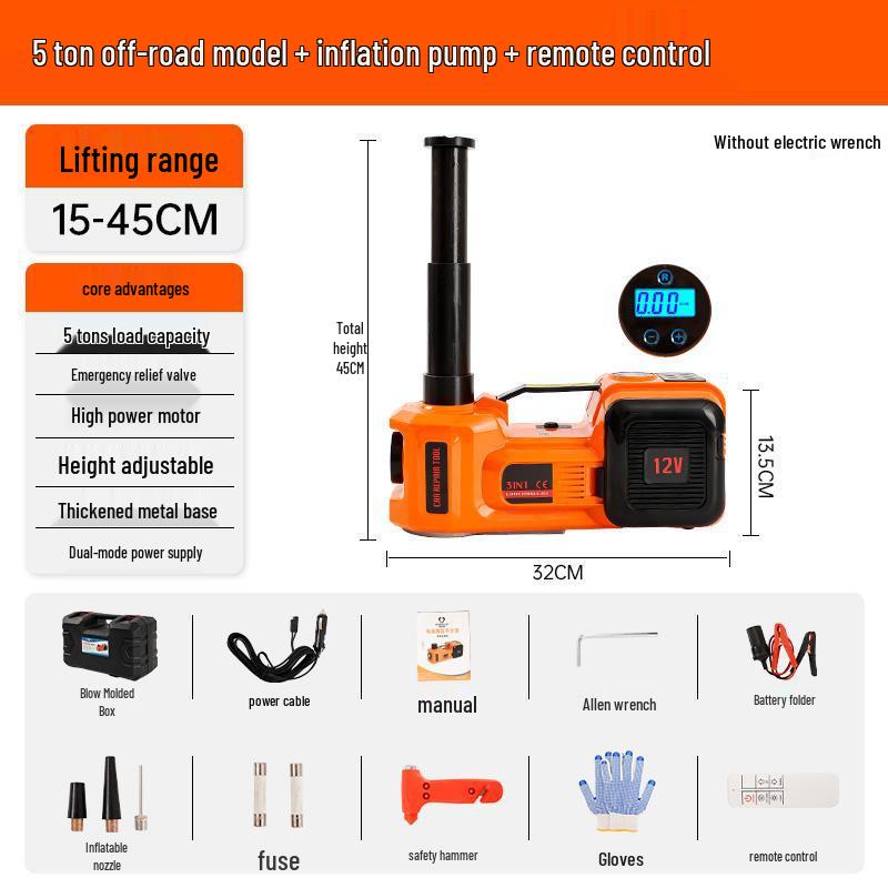 5-Ton Multi-Function Vehicle-Mounted Electric Jack with Electric Wrench and Air Pump for Tire Changes