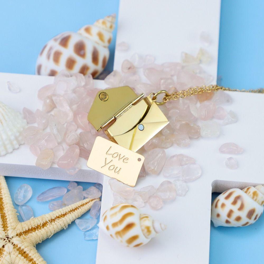DIY Pendant Sweater Chain Heart Lovers Choker Necklace Simple Envelope Necklace  Couple