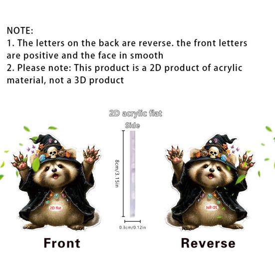Car Hanging Ornament Cartoon Animals 2D Flat Acrylic Car Rearview Mirror Charm Halloween Auto Interior Pendant for Window Wall