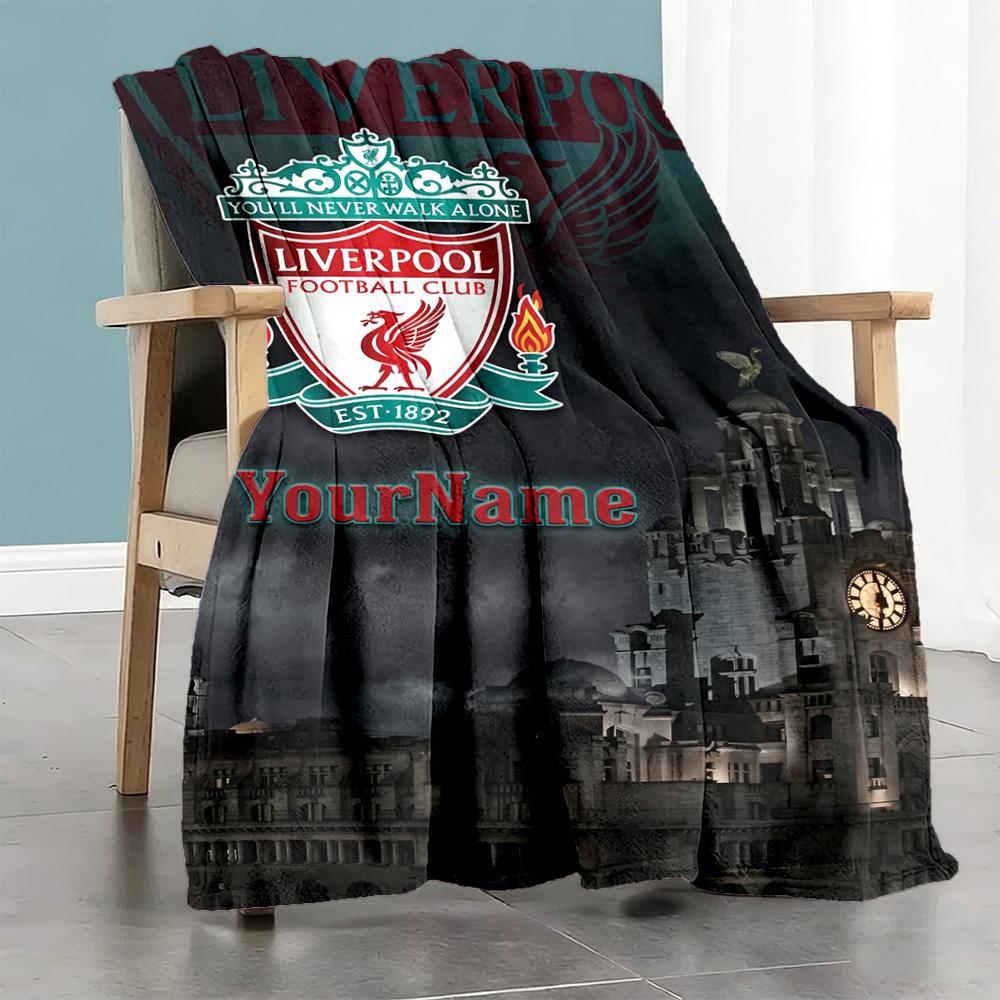 Liverpool Customize Your Name Blanket Cozy Customizable Blanket Soft & Cozy for Office Chair Living Room Bedding Livingroom Four Seasons Multipurpose