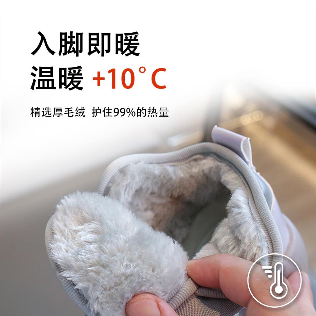 Boys' Snow Boots Winter New Style Children's Fleece-Lined Warm Cotton Shoes for Older Kids Waterproof and Non-Slip Large Cotton Boots