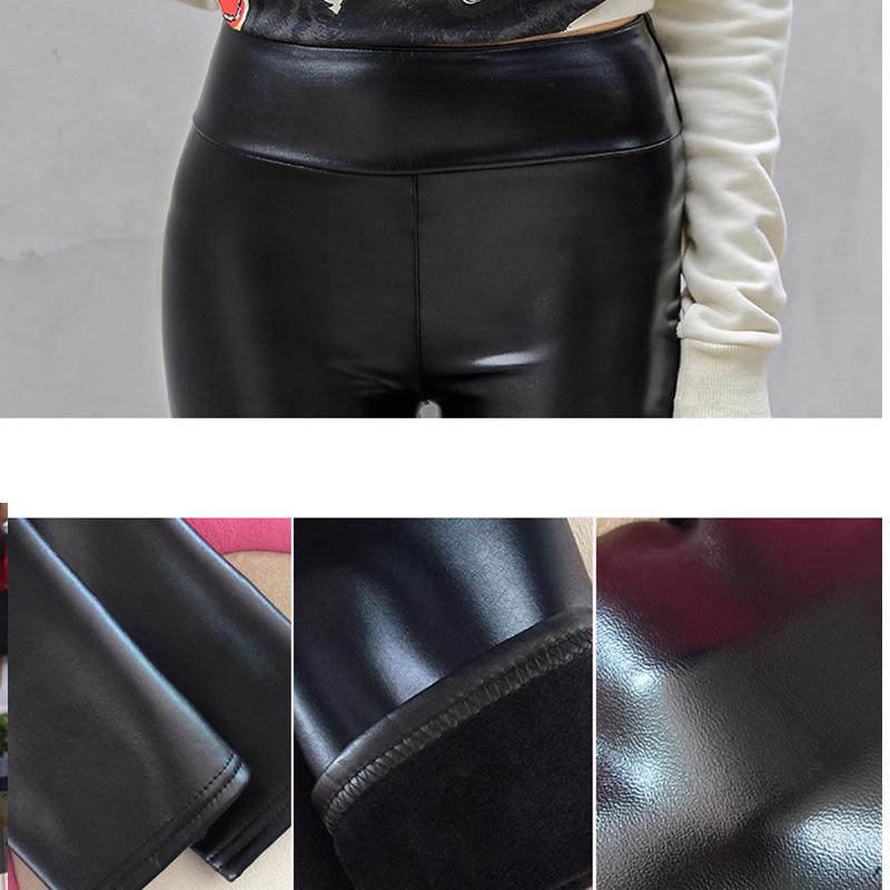 Lederhose, verdickt, große Größe, hohe Taille, PU-Leder-Leggings, plus Samt, hohe Taille, warme Hose, S~3XL