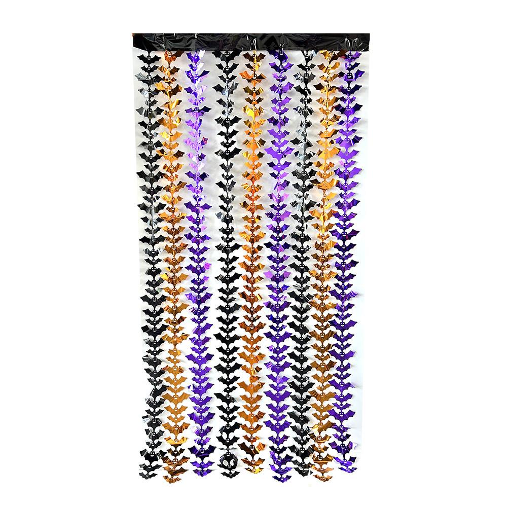 Halloween Plastic Scene Decorative Curtain With Pumpkin Bat Spider For Party Decor And Photo