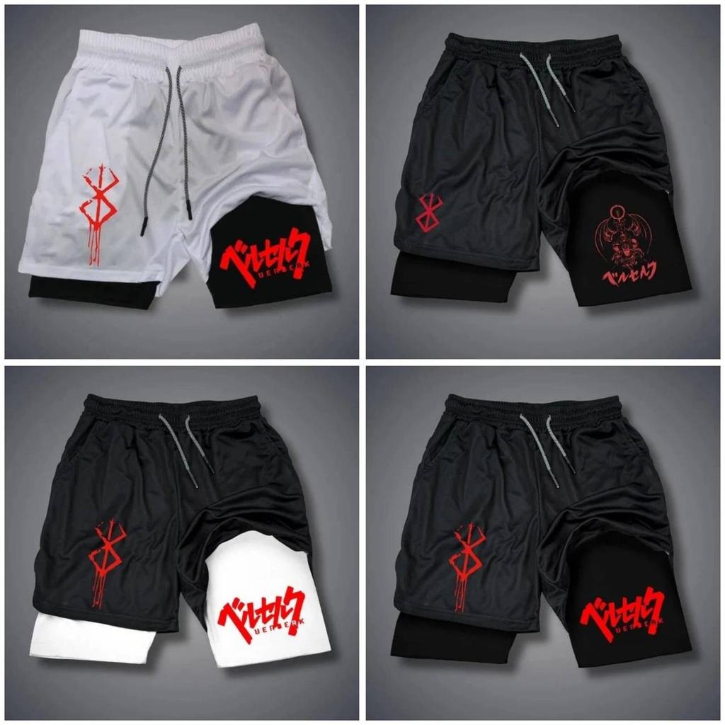Berserk Dark Shorts Double-Layer Pants Boxing Muay Thai Kickboxing Training Japan Cartoon Animation 3D Print Gym Sport Workout Fitness Cosplay Unise