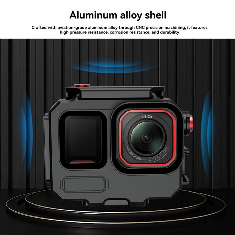 ABUO-For Insta360 Acepro2 Underwater Diving Protective Shell 263FT/80M Waterproof Dive Case With Universal Two-Card Holder
