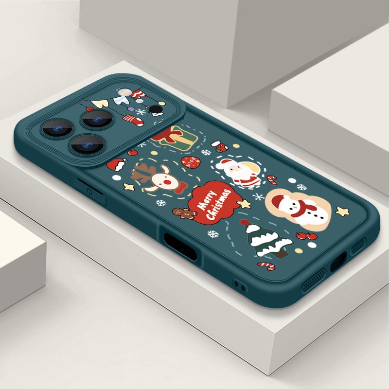 

Противоударный мягкий силиконовый чехол из ТПУ Funda для iPhone 17 Air 16e 16 15 14 Pro Max 13 17 Pro Max 17 Pro 17 Чехол с милым рождественским узором iPhone 13 Pro Max синий