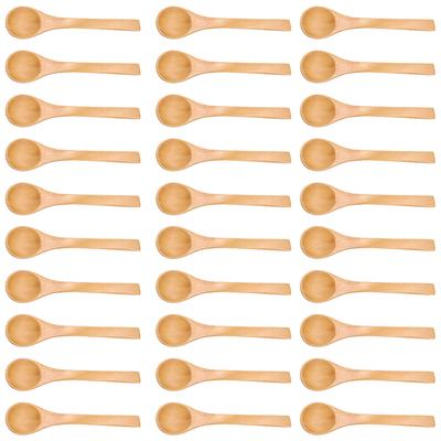 30pcs Mini Natural Wooden Children Spoon Kitchen Condiment Tool
