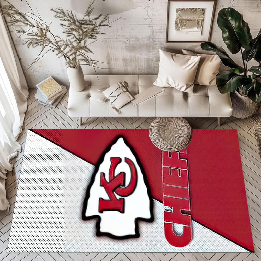 Kansas City Chiefs Square Rugs Are a Great Choice for Living Rooms, Bedrooms, Home Décor, and As Gifts.