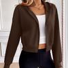 Fashion Ladies Short Zipper Hooded Casual Ladies Sweatshirt Cardigan Hooded Sweatshirt