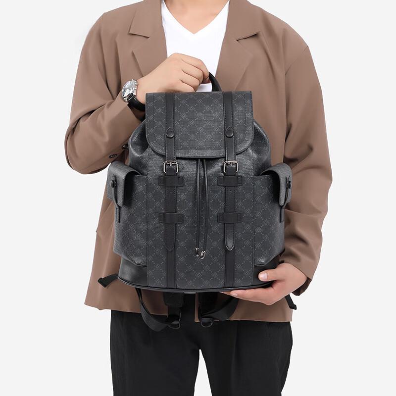 Schwarz Etienne Herren Mode Leder Rucksack