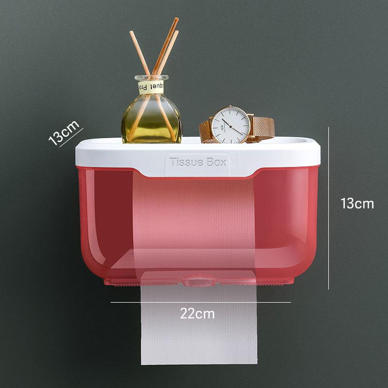Punch-Free Bathroom Wall-Mounted Tissue Box and Storage Rack